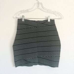 BCBG Maxazria Striped Black & White Mini Skirt